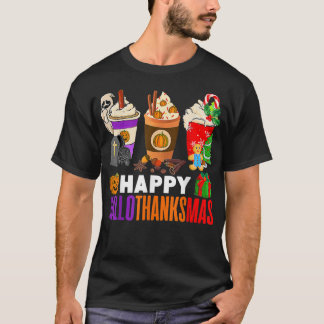T-shirt Joyeux Hallothanksmas Café Latte Halloween Merci