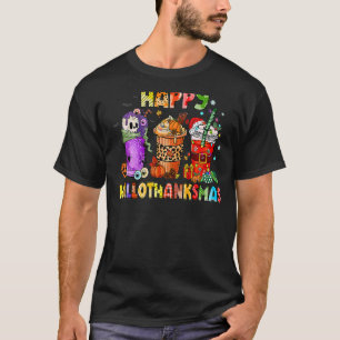 T-shirt Joyeux Hallothanksmas Café Latte Halloween Merci