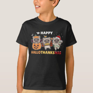T-shirt Joyeux Hallothanksmas Cat Christmas Elephant