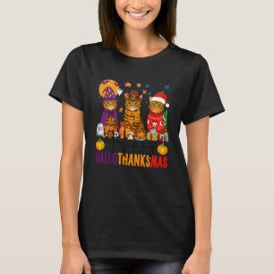 T-shirt Joyeux Hallothanksmas Chats Bengalis Halloween Tha