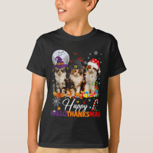 T-shirt Joyeux Hallothanksmas Chats Mignons Halloween Than