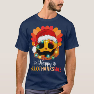 T-shirt Joyeux Hallothanksmas Citrouille avec lumières de 