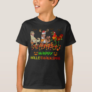 T-shirt Joyeux Hallothanksmas Citrouille Dinosaur Turquie