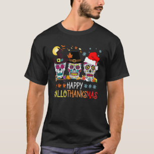 T-shirt Joyeux Hallothanksmas Crâne de Sucre Halloween Tha