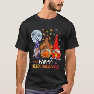 T-shirt Joyeux Hallothanksmas Gnomes Halloween Thanksgivin