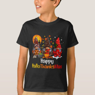 T-shirt Joyeux Hallothanksmas Gnomes Halloween Thanksgivin