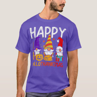 T-shirt Joyeux Hallothanksmas Gnomes Halloween Thanksgivin