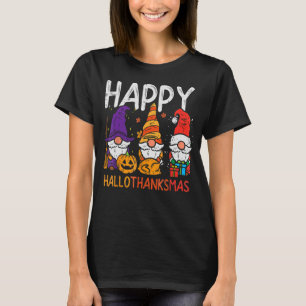 T-shirt Joyeux Hallothanksmas Gnomes Halloween Thanksgivin