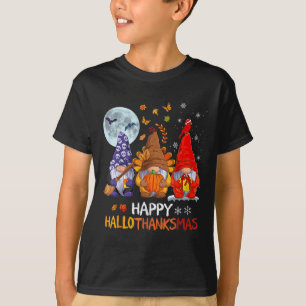 T-shirt Joyeux Hallothanksmas Gnomes Halloween Thanksgivin
