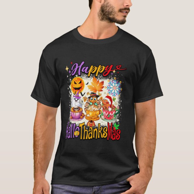 T-shirt Joyeux Hallothanksmas Halloween Thanksgiving Chris (Devant)