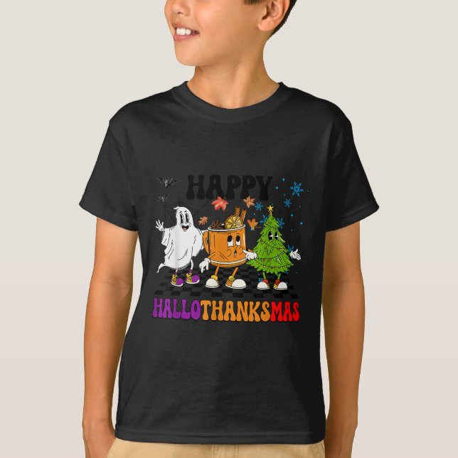 T-shirt Joyeux Hallothanksmas Halloween Thanksgiving Chris (Devant)