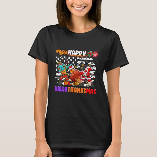 T-shirt Joyeux Hallothanksmas Halloween Thanksgiving Chris (Devant)