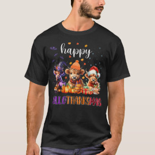 T-shirt Joyeux Hallothanksmas Highland Cow Halloween Joyeu