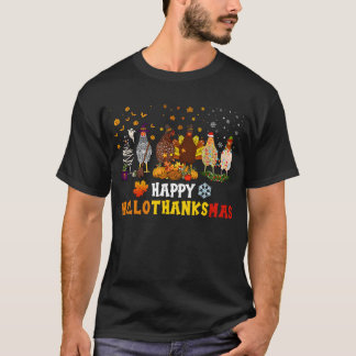 T-shirt Joyeux Hallothanksmas Poulet Halloween Thanksgivin