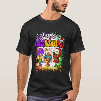 T-shirt Joyeux Hallothanksmas Verre Halloween Thanksgiving
