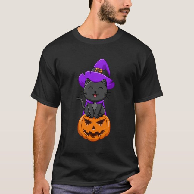 T-shirt Joyeux Halloween Black Cat Tee (Devant)