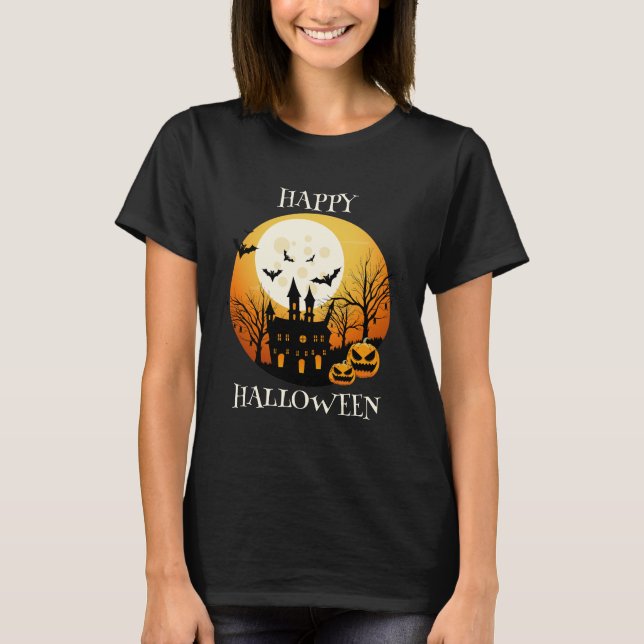 T-shirt Joyeux Halloween Black Orange (Devant)