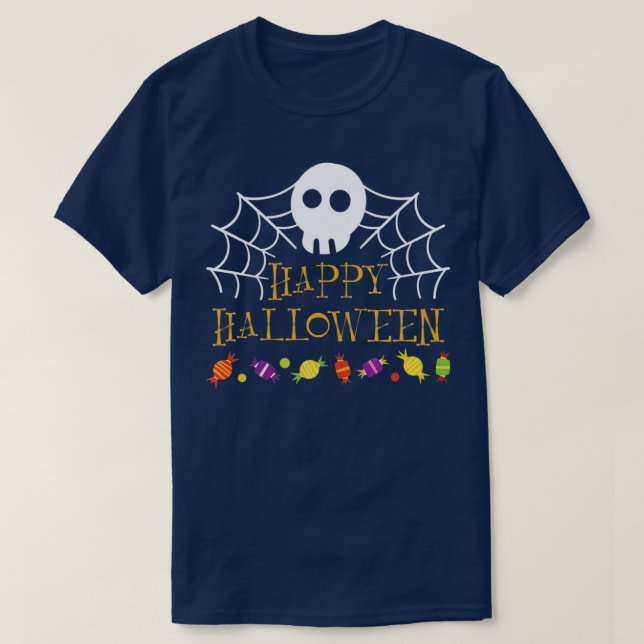 T-shirt Joyeux Halloween Capsules Crâne Trick Araignée Ou  (Design devant)