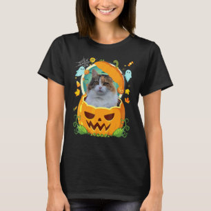 T-shirt Joyeux Halloween Citrouille Chat Manx Sorcière Cha