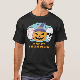 T-shirt Joyeux Halloween de baseball - Crâne effrayant et
