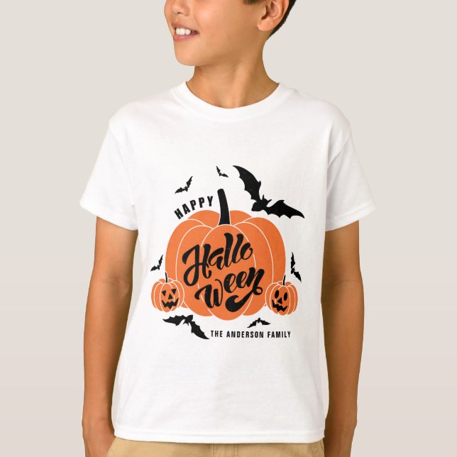 T-shirt Joyeux Halloween des Citrouilles Éffrayants (Devant)