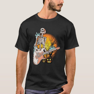 T-shirt Joyeux Halloween Drôle Squelette Jouer Pompe de Gu