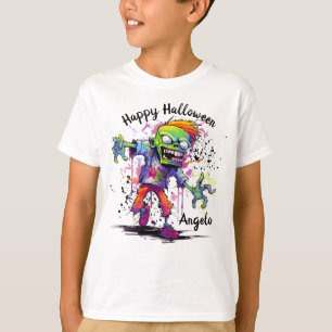 T-shirt Joyeux Halloween Enfants Zombie Coloré