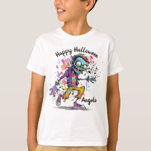 T-shirt Joyeux Halloween Enfants Zombie Éclaboussure Color