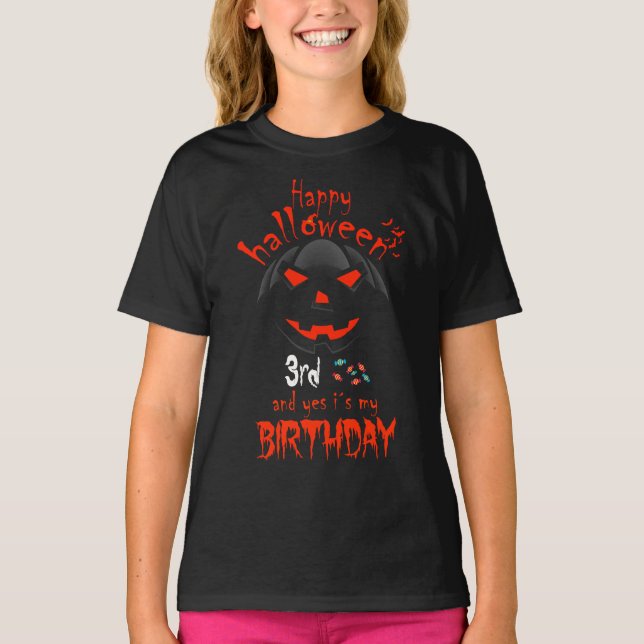 T-shirt Joyeux Halloween Et oui c'est mon 3e anniversaire (Devant)