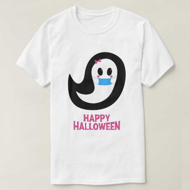 T-shirt Joyeux Halloween | Fantôme Portant Un Masque (Design devant)