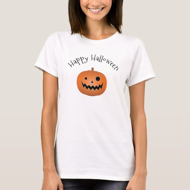 T-shirt Joyeux Halloween Haunted Jack-o'-lantern Citrouill (Devant)
