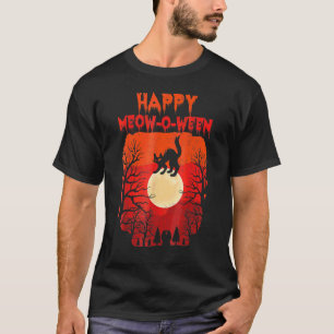 T-shirt Joyeux Halloween Meow O Ween Mignon Chat Noir Fête