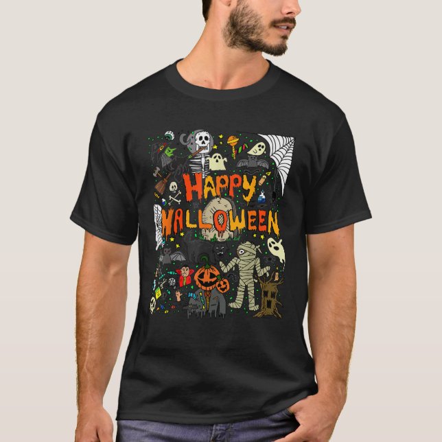T-shirt Joyeux Halloween Scary Retro Garçons Filles T Shir (Devant)