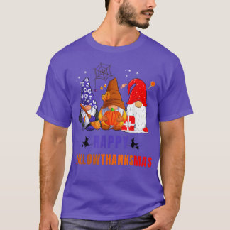 T-shirt Joyeux Hallowthanksmas Gnome Chemise Funny Gnome L