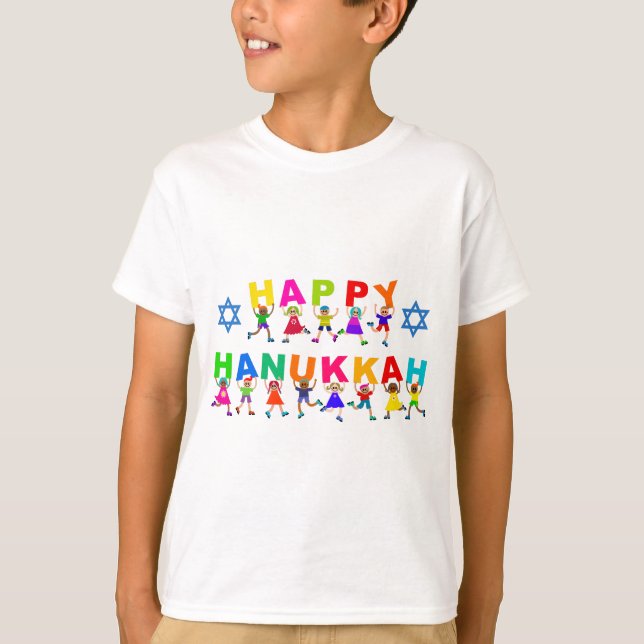 T-shirt Joyeux Hanoukka Cute Dessin Diverses Enfants Texte (Devant)
