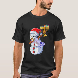 T-shirt Joyeux Hanoukka Dabbing Snowman Père Noël Noël
