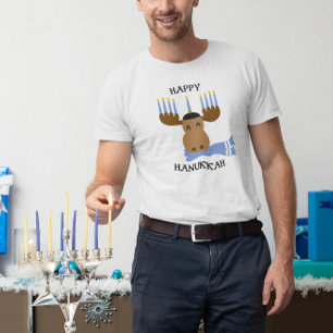 T-shirt Joyeux Hanoukka Funny Moose Menorah