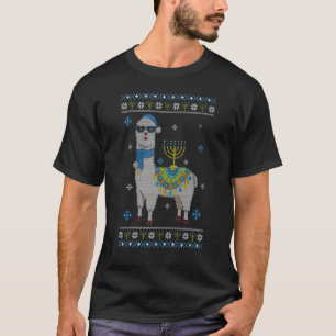 T-shirt Joyeux Hanoukka Llama Menorah Shirt Cute Alpaca Ch