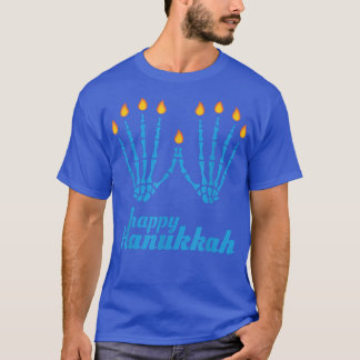 T-shirt Joyeux Hanoukka Skeleton Doigts Menorah Hol juif