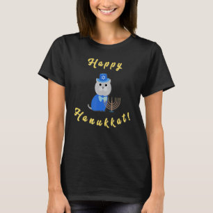 T-shirt Joyeux Hanukkat Hanukkah Chat Noël juif