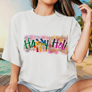 T-shirt Joyeux Holi Festival des Couleurs Design Multi Cou