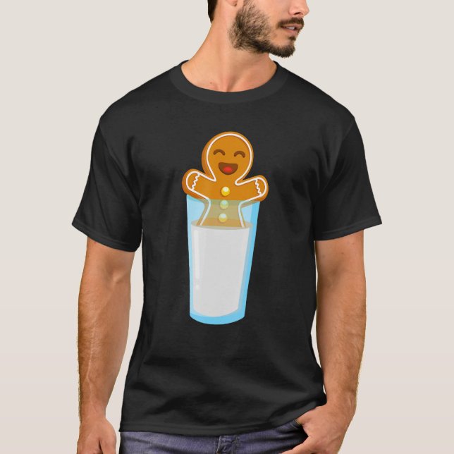 T-shirt Joyeux Homme En Pain D'Épices Profitant D'Un Verre (Devant)