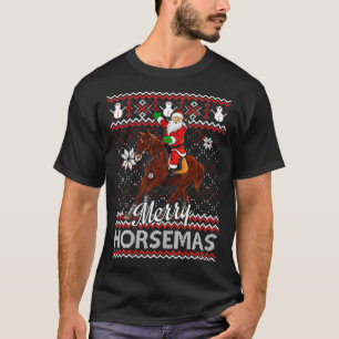T-shirt Joyeux Horsemas Santa Claus équitation Cheval laid
