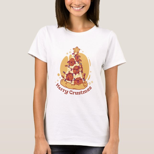 T-shirt Joyeux Humour de pizza Crustmas (Devant)