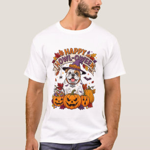 T-shirt Joyeux Hurlement Oween Fantôme Bouledogue Citrouil