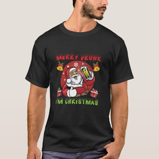 T-shirt Joyeux ivrogne, je suis Noël (Devant)