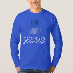T-shirt Joyeux JESUS d'anniversaire - bleu, blanc et gris