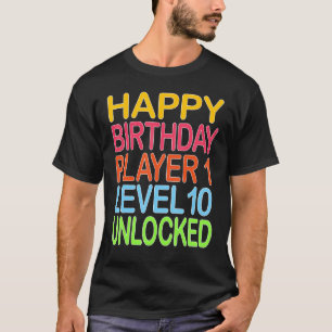 T-shirt Joyeux Joueur d'Anniversaire 1 Niveau 10 Déverroui