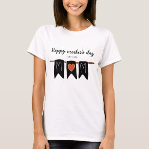 T-shirt Joyeux jour de la mère l Moderne Coeur l Maman l N
