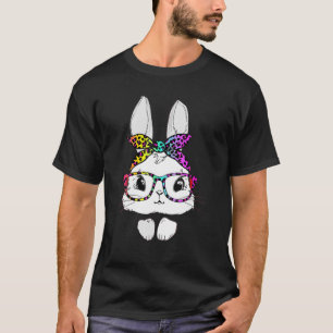T-shirt Joyeux Jour de Pâques 2022 Bunny Face Rainbow Leop